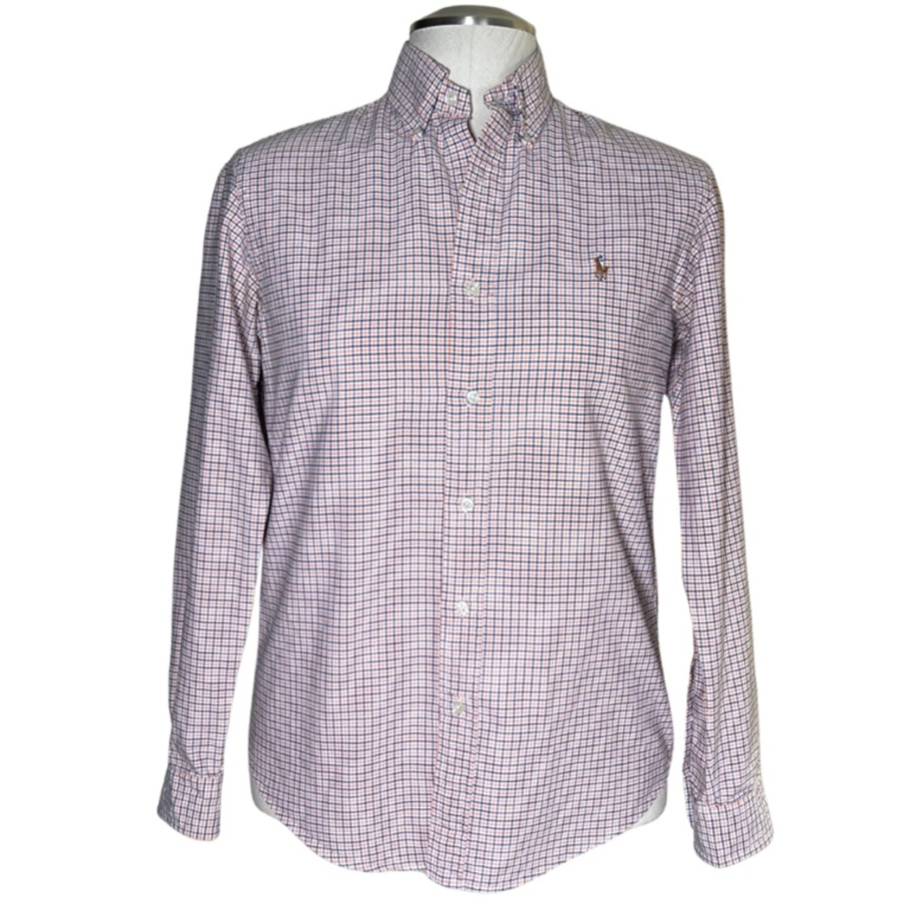 Ralph Lauren custom fit blue orange and white plaid button down shirt S - Picture 4 of 13